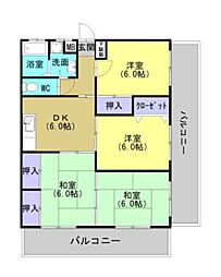 コスモウィング吉留 4DKの間取図画像