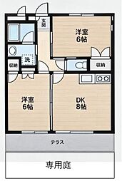 サンジュエルB 2DKの間取図画像