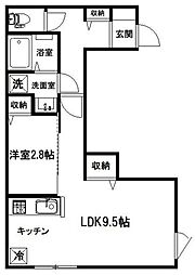 Casa.Kelly(カーサケリー) 1LDKの間取図画像