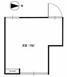 水島荘2号棟 ワンルームの間取図画像