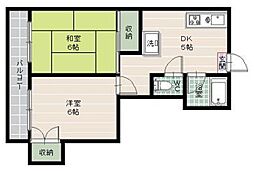 ハイツ鳥越 2DKの間取図画像