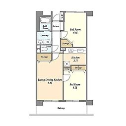 UURコート白鷺 3階2LDKの間取り