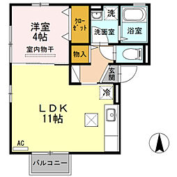 アプロス三ツ郷屋 1LDKの間取図画像