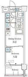 ベルファース品川大井町 1DKの間取図画像