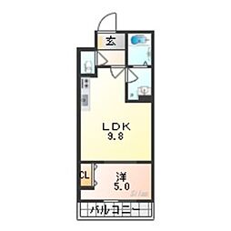 近鉄大阪線 弥刀駅 徒歩4分の賃貸アパート 2階1LDKの間取り