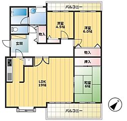 レジデンス元木 3LDKの間取図画像