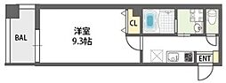 レクラン七道 1Kの間取図画像