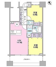 パークフラッツ横濱公園 2LDKの間取図画像