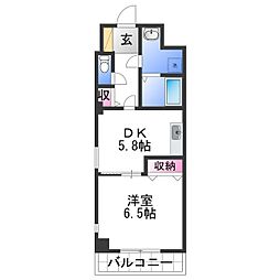シャトー雅 1DKの間取図画像
