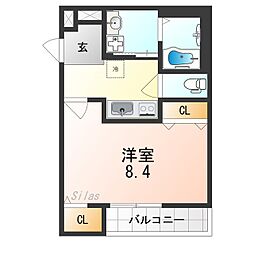 フジパレス南清水町サウス 1Kの間取図画像