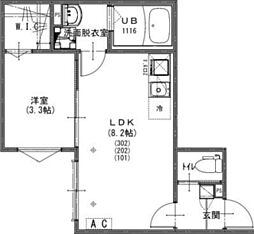 KEIAI RESIDENCE 小手指 1LDKの間取図画像