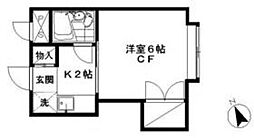 コンフォート東中野 1Kの間取図画像