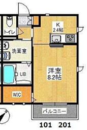 ラフィネ・新狭山 1Kの間取図画像