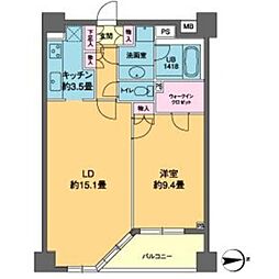 カスタリア高輪 1LDKの間取図画像