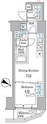 PARKAXIS赤坂山王 1DKの間取図画像