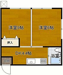 富村マンション 2Kの間取図画像