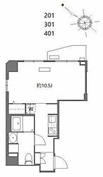 エヌステージ西船橋市川 4階1Kの間取り