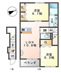 サングランデA 2LDKの間取図画像