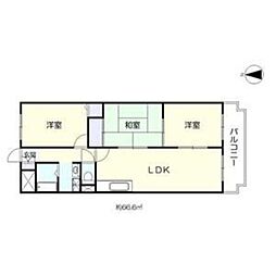 ヴィラスリースター住之江 3LDKの間取図画像