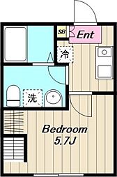 ハレコナ町田 1Kの間取図画像