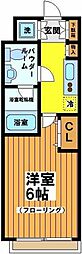 グリーンハウス6 1Kの間取図画像