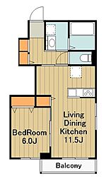 グランルーチェ 1階1LDKの間取り