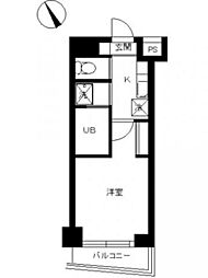 スカイコート後楽園WEST 1Kの間取図画像