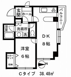 グレンピーク国領 1DKの間取図画像