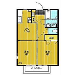 第7登陽コーポ1 2階2DKの間取り