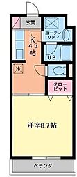 プリマピエース1 1Kの間取図画像