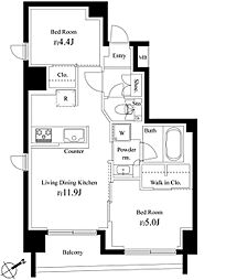 アルティザ東銀座 2LDKの間取図画像