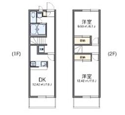 レオパレスグリーンウッド2 2DKの間取図画像
