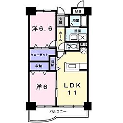サンライズ桶川西 2LDKの間取図画像