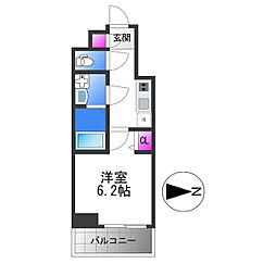 S-RESIDENCE小阪azure 12階1Kの間取り