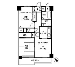 クレマンス甲東園 2DKの間取図画像