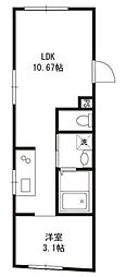 サニーレジデンス中野新橋 1LDKの間取図画像