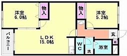 マンション第二青山 2LDKの間取図画像