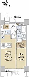 アクシルコート日本橋本町 1LDKの間取図画像