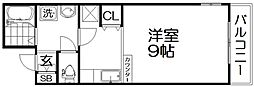 ハピネス渚 ワンルームの間取図画像