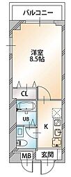 KDXレジデンス溝の口 1Kの間取図画像