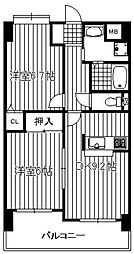 グランカーザエテシア 2DKの間取図画像