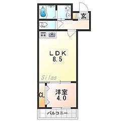 大阪市大正区泉尾1丁目アパート 1LDKの間取図画像