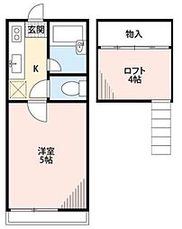 シティーパレス南柏 1Kの間取図画像