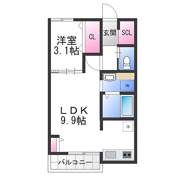 ルピナス深井東町 ｜大阪府堺市中区深井東町(賃貸アパート1LDK・2階・33.23㎡)の写真 その2