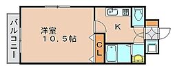 ピュアドームパラジオ博多 1Kの間取図画像