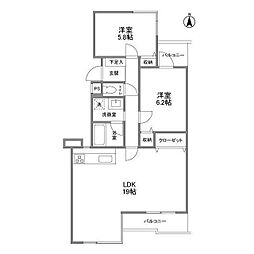 コンフォール野川 2LDKの間取図画像