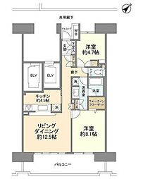 千葉みなとパークハウス壱番館 2LDKの間取図画像