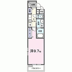 吉川市大字中曽根アパート 1Kの間取図画像