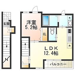 メゾンドソレイユ 1LDKの間取図画像