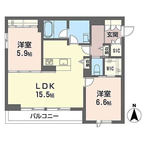 グランカストラ 00202｜栃木県宇都宮市東町(賃貸マンション2LDK・2階・67.01㎡)の写真 その2